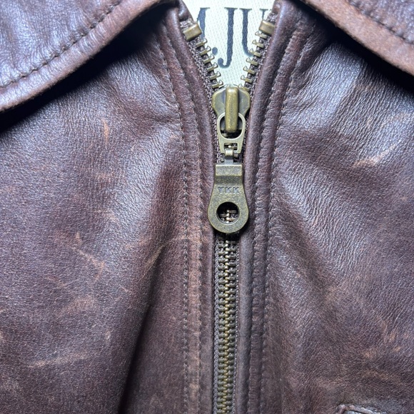 Vintage M. Julian Wilson Heavy Leather Bomber Jacket Dark Brown Distressed XL - Picture 6 of 16